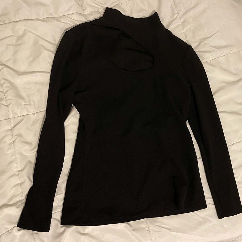 NOW AVAILABLE - Black mock neck cut out long sleeved top
